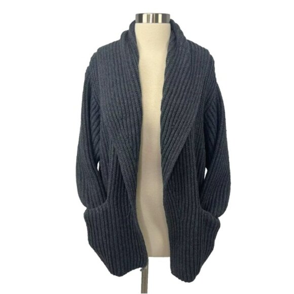 MM LaFleur The Snyder Sweater Chunky Knit Gray Merino Wool Blend No Belt XS/S - Picture 1 of 12